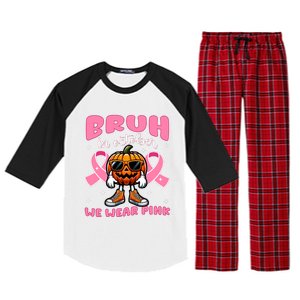 Breast Cancer Awareness For Halloween Pumpkin Raglan Sleeve Pajama Set