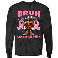 Breast Cancer Awareness For Halloween Pumpkin Tie-Dye Long Sleeve Shirt