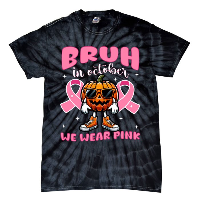 Breast Cancer Awareness For Halloween Pumpkin Tie-Dye T-Shirt