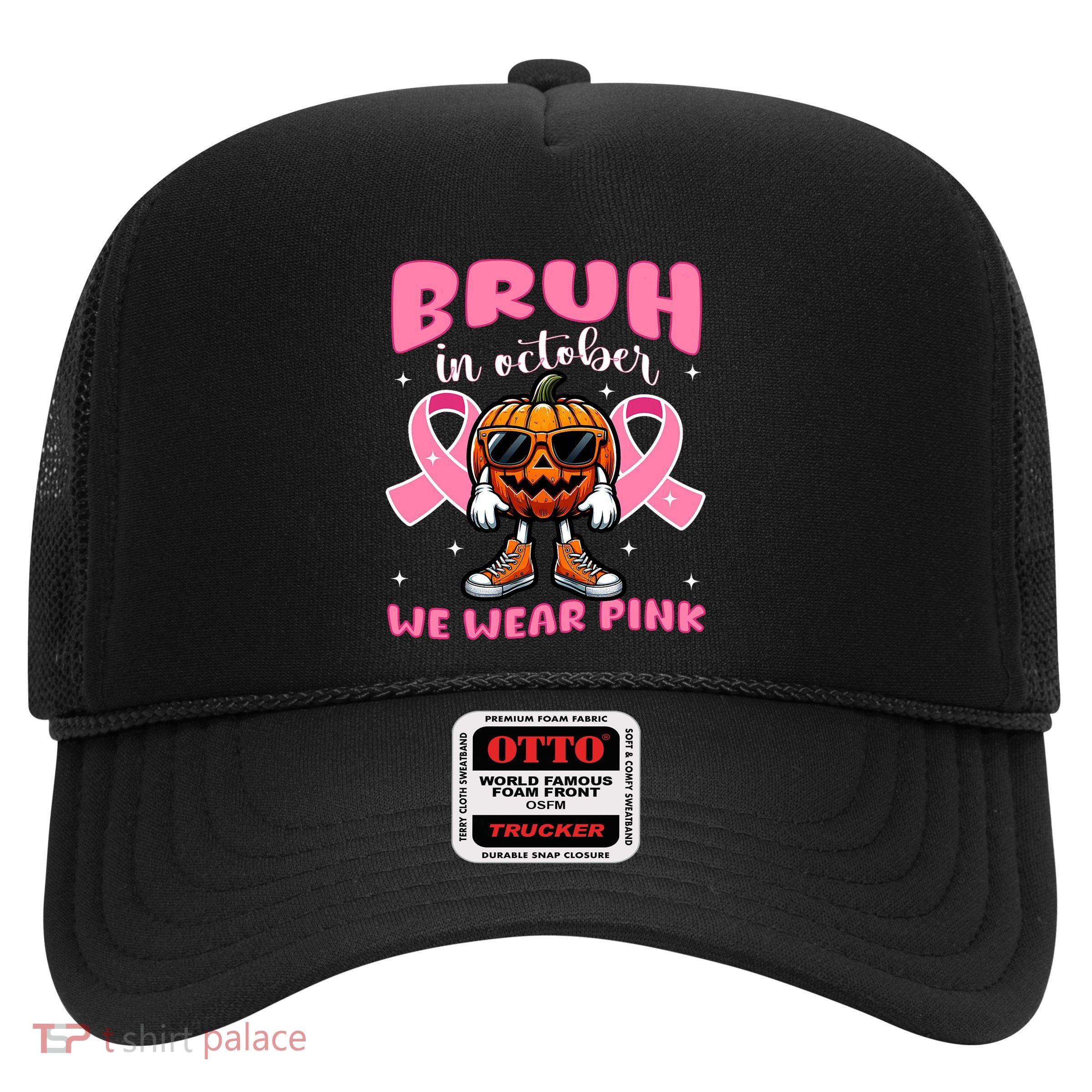 Breast Cancer Awareness For Halloween Pumpkin Trucker Hat