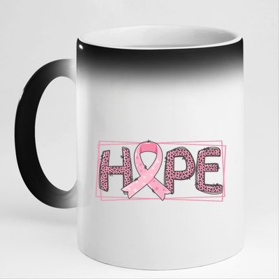 Breast Cancer Awareness Leopard Ribbon 11oz Black Color Changing Mug