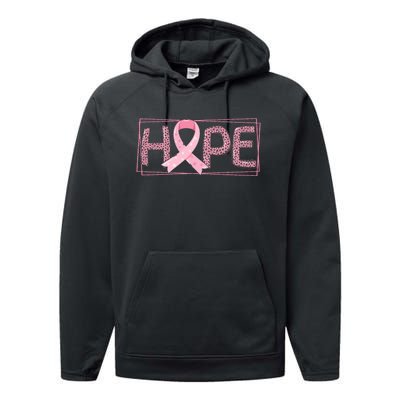 Breast Cancer Awareness Leopard Ribbon Performance Fleece Hoodie