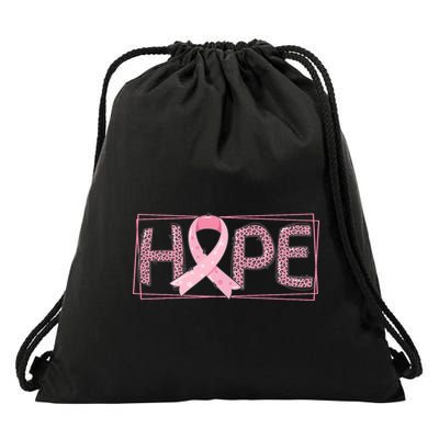 Breast Cancer Awareness Leopard Ribbon Drawstring Bag