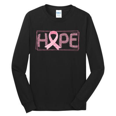 Breast Cancer Awareness Leopard Ribbon Tall Long Sleeve T-Shirt