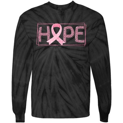 Breast Cancer Awareness Leopard Ribbon Tie-Dye Long Sleeve Shirt