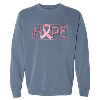 Breast Cancer Awareness Leopard Ribbon Garment-Dyed Sweatshirt