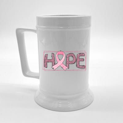 Breast Cancer Awareness Leopard Ribbon Beer Stein