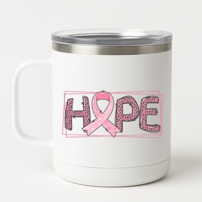 Breast Cancer Awareness Leopard Ribbon 12 oz Stainless Steel Tumbler Cup