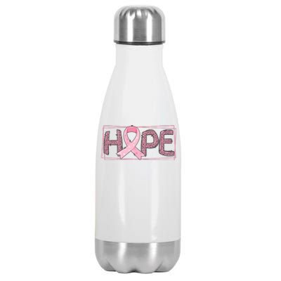 Breast Cancer Awareness Leopard Ribbon Stainless Steel Insulated Water Bottle