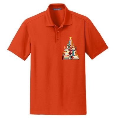 Booklovers Christmas Book Tree Funny Gift Dry Zone Grid Polo