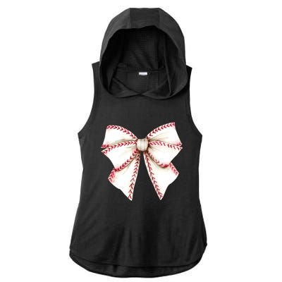 Baseball Coquette Bow Ladies PosiCharge Tri-Blend Wicking Draft Hoodie Tank