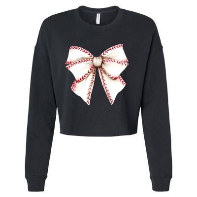 Baseball Coquette Bow Cropped Pullover Crew