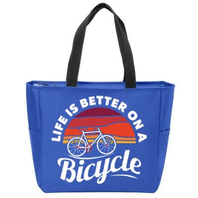 Bike Cycling Biking Cyclist Retro Theme Bicycle Quote Saying Funny Gift Zip Tote Bag