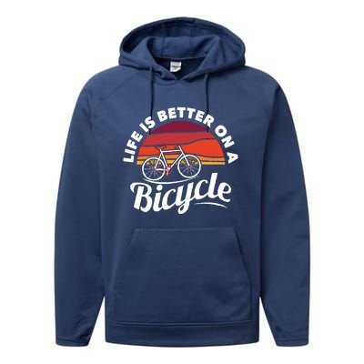 Bike Cycling Biking Cyclist Retro Theme Bicycle Quote Saying Funny Gift Performance Fleece Hoodie