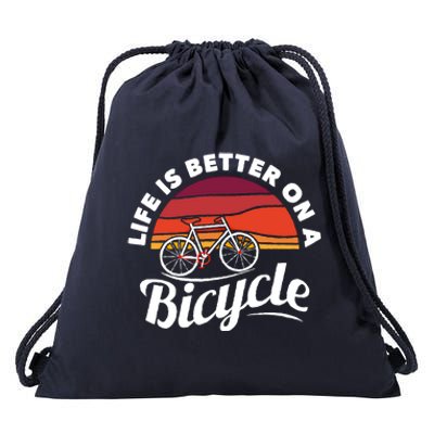 Bike Cycling Biking Cyclist Retro Theme Bicycle Quote Saying Funny Gift Drawstring Bag