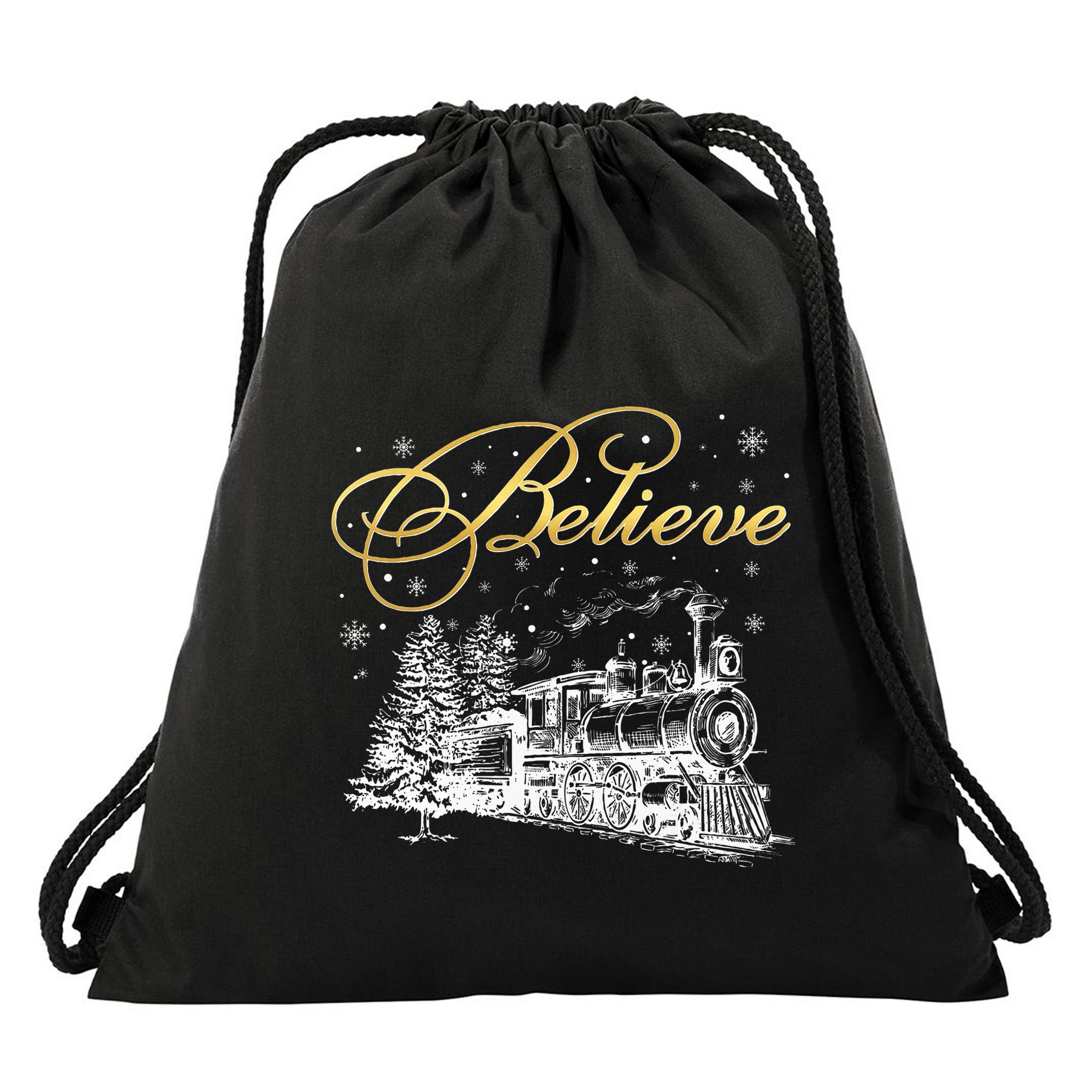 Believe Christmas Drawstring Bag