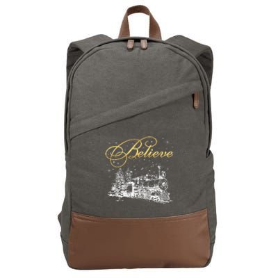 Believe Christmas Cotton Canvas Backpack