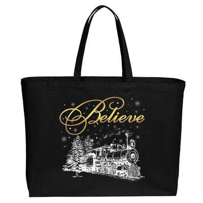 Believe Christmas Cotton Canvas Jumbo Tote