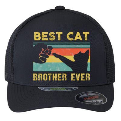 Best Cat Brother Ever Vintage Cats Happy Father's Day Flexfit Unipanel Trucker Cap