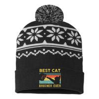 Best Cat Brother Ever Vintage Cats Happy Father's Day USA-Made Snowflake Beanie