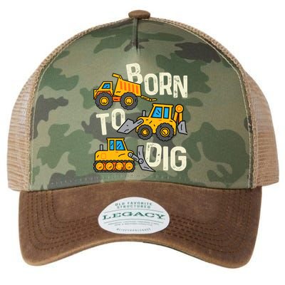 Boy Construction Born To Dig Excavator Digger Trucks Legacy Tie Dye Trucker Hat