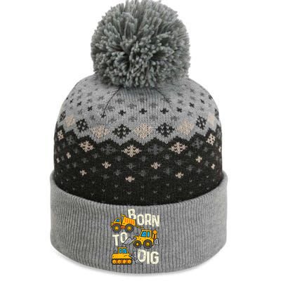 Boy Construction Born To Dig Excavator Digger Trucks The Baniff Cuffed Pom Beanie