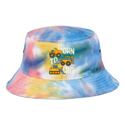 Boy Construction Born To Dig Excavator Digger Trucks Tie Dye Newport Bucket Hat