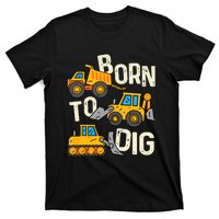 Boy Construction Born To Dig Excavator Digger Trucks T-Shirt