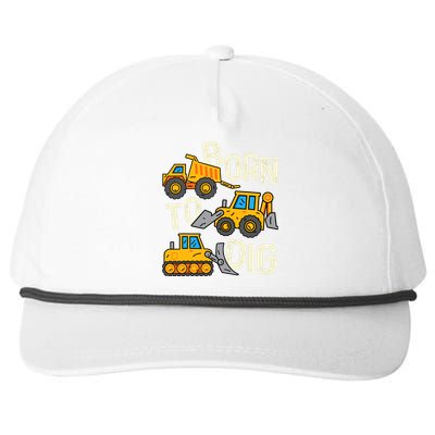 Boy Construction Born To Dig Excavator Digger Trucks Snapback Five-Panel Rope Hat