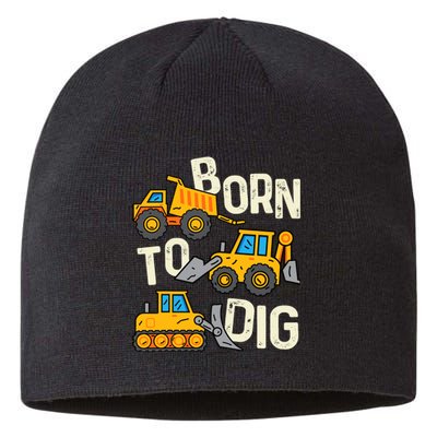 Boy Construction Born To Dig Excavator Digger Trucks Sustainable Beanie