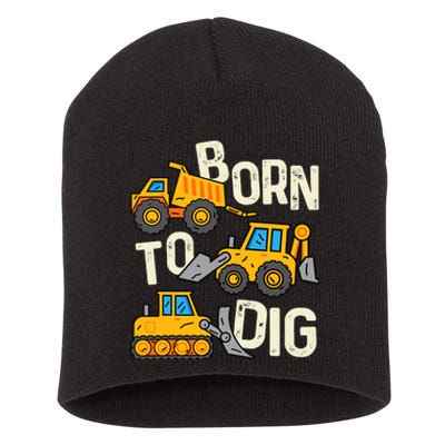 Boy Construction Born To Dig Excavator Digger Trucks Short Acrylic Beanie