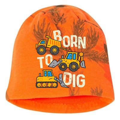 Boy Construction Born To Dig Excavator Digger Trucks Kati - Camo Knit Beanie