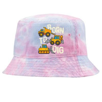 Boy Construction Born To Dig Excavator Digger Trucks Tie-Dyed Bucket Hat