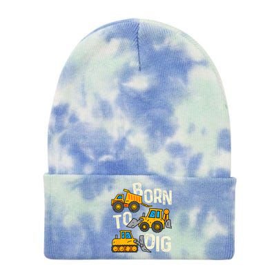 Boy Construction Born To Dig Excavator Digger Trucks Tie Dye 12in Knit Beanie