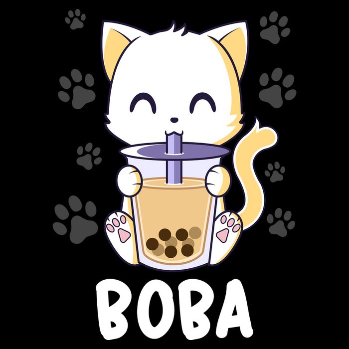 Boba Cat Bubble Tea Chibi Kitten Cooling Performance Crew T-Shirt