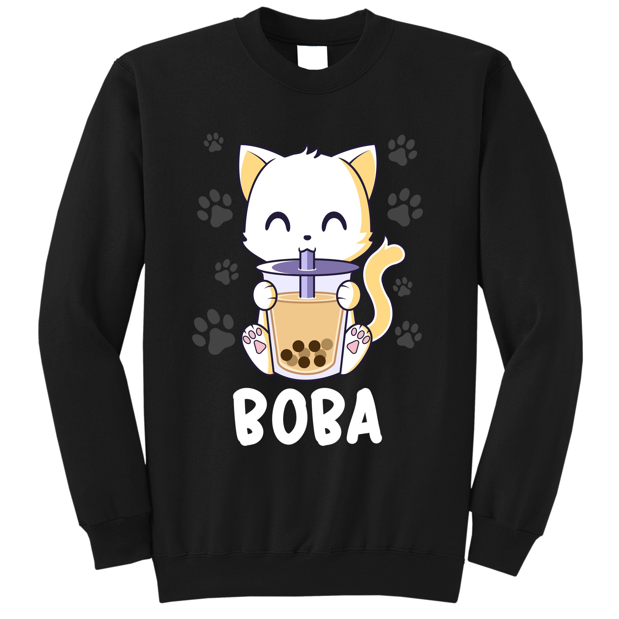 Boba Cat Bubble Tea Chibi Kitten Sweatshirt