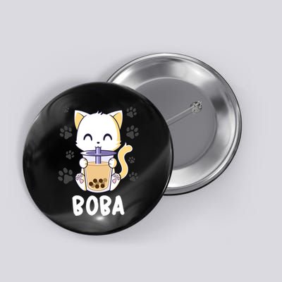 Boba Cat Bubble Tea Chibi Kitten Button