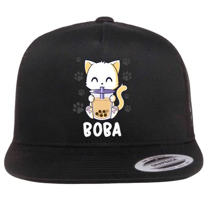 Boba Cat Bubble Tea Chibi Kitten Flatbill Hat