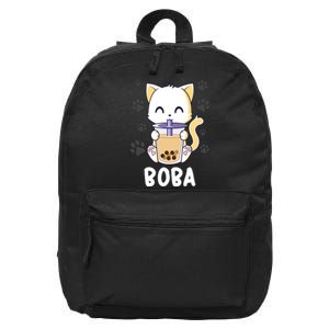 Boba Cat Bubble Tea Chibi Kitten 16 in Basic Backpack