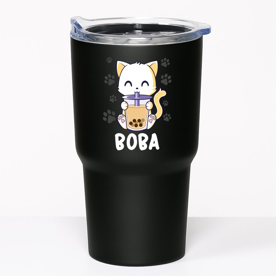 Boba Cat Bubble Tea Chibi Kitten Tumbler