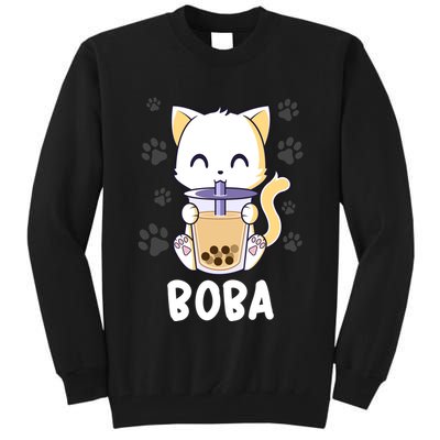 Boba Cat Bubble Tea Chibi Kitten Tall Sweatshirt