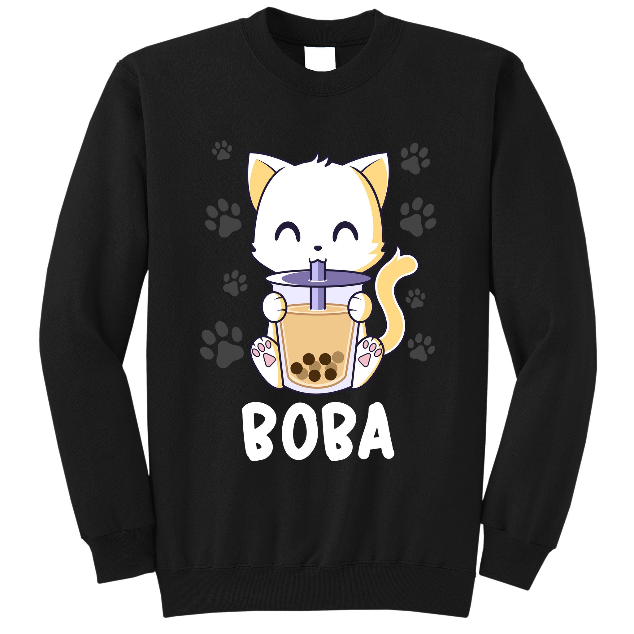 Boba Cat Bubble Tea Chibi Kitten Tall Sweatshirt