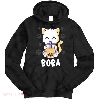 Boba Cat Bubble Tea Chibi Kitten Tie Dye Hoodie