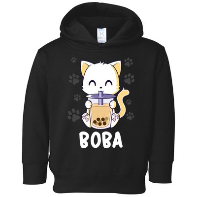 Boba Cat Bubble Tea Chibi Kitten Toddler Hoodie