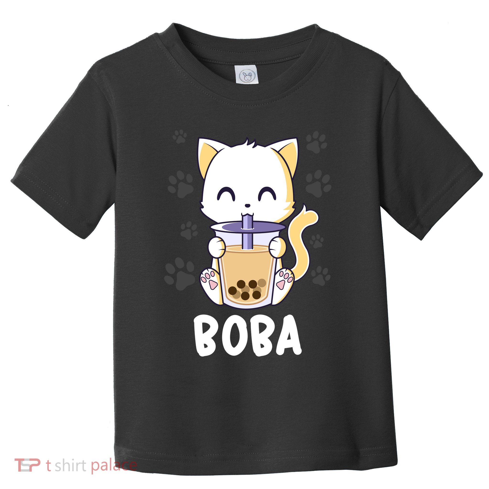 Boba Cat Bubble Tea Chibi Kitten Toddler T-Shirt