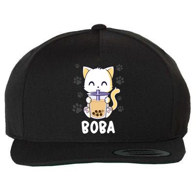 Boba Cat Bubble Tea Chibi Kitten Wool Snapback Cap