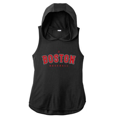 Boston City Baseball Retro Vintage Baseball Lover Boston Ladies PosiCharge Tri-Blend Wicking Draft Hoodie Tank