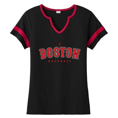 Boston City Baseball Retro Vintage Baseball Lover Boston Ladies Halftime Notch Neck Tee