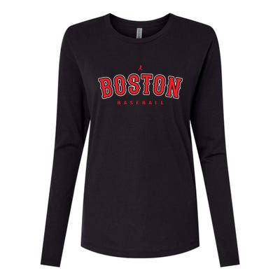 Boston City Baseball Retro Vintage Baseball Lover Boston Womens Cotton Relaxed Long Sleeve T-Shirt