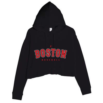 Boston City Baseball Retro Vintage Baseball Lover Boston Crop Fleece Hoodie